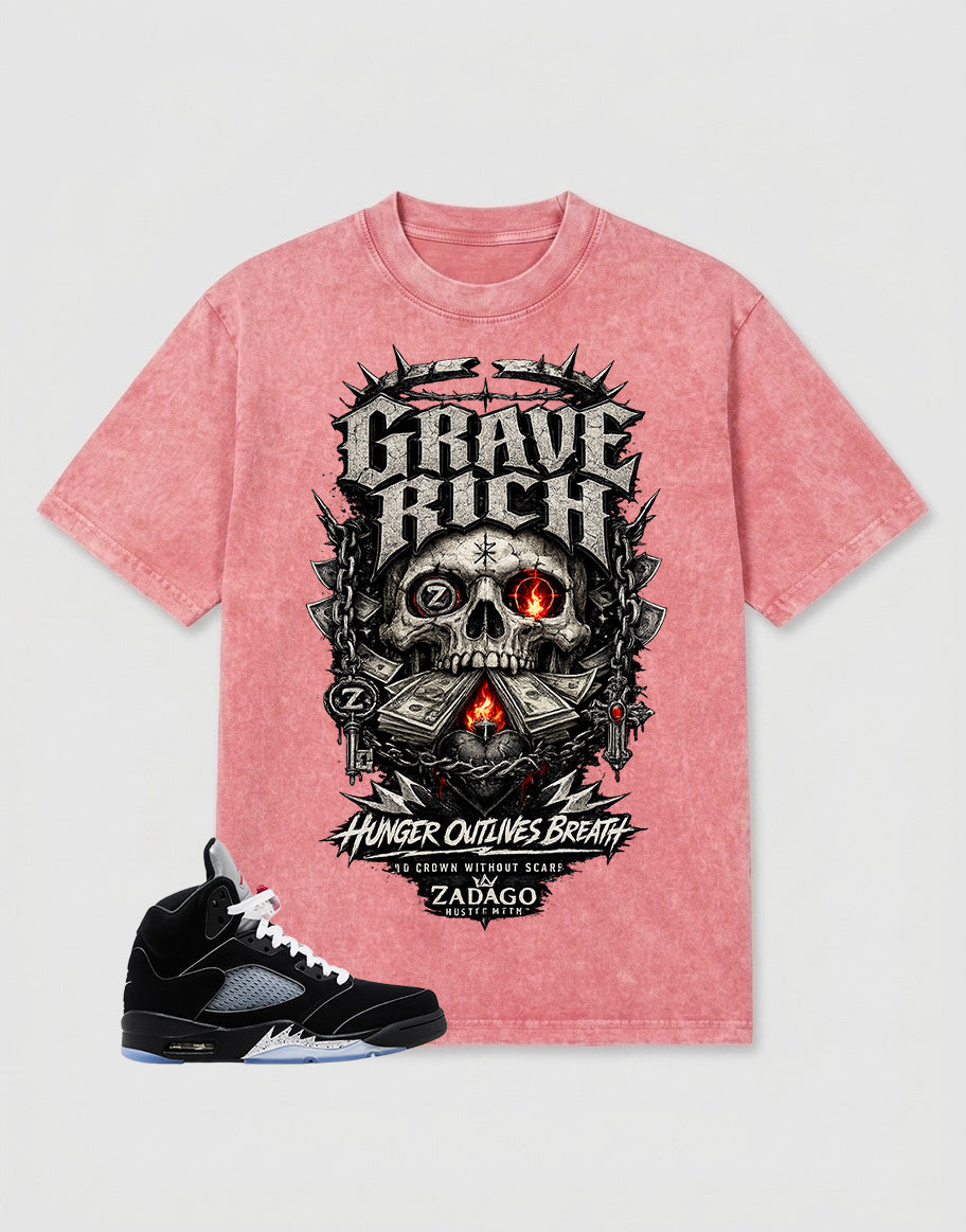 Washed T-shirt to Match Metallic Reimagined 5s - Grave Rich Graphic