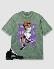 Washed T-shirt to Match Metallic Reimagined 5s - Greatest Of All Time Graphic