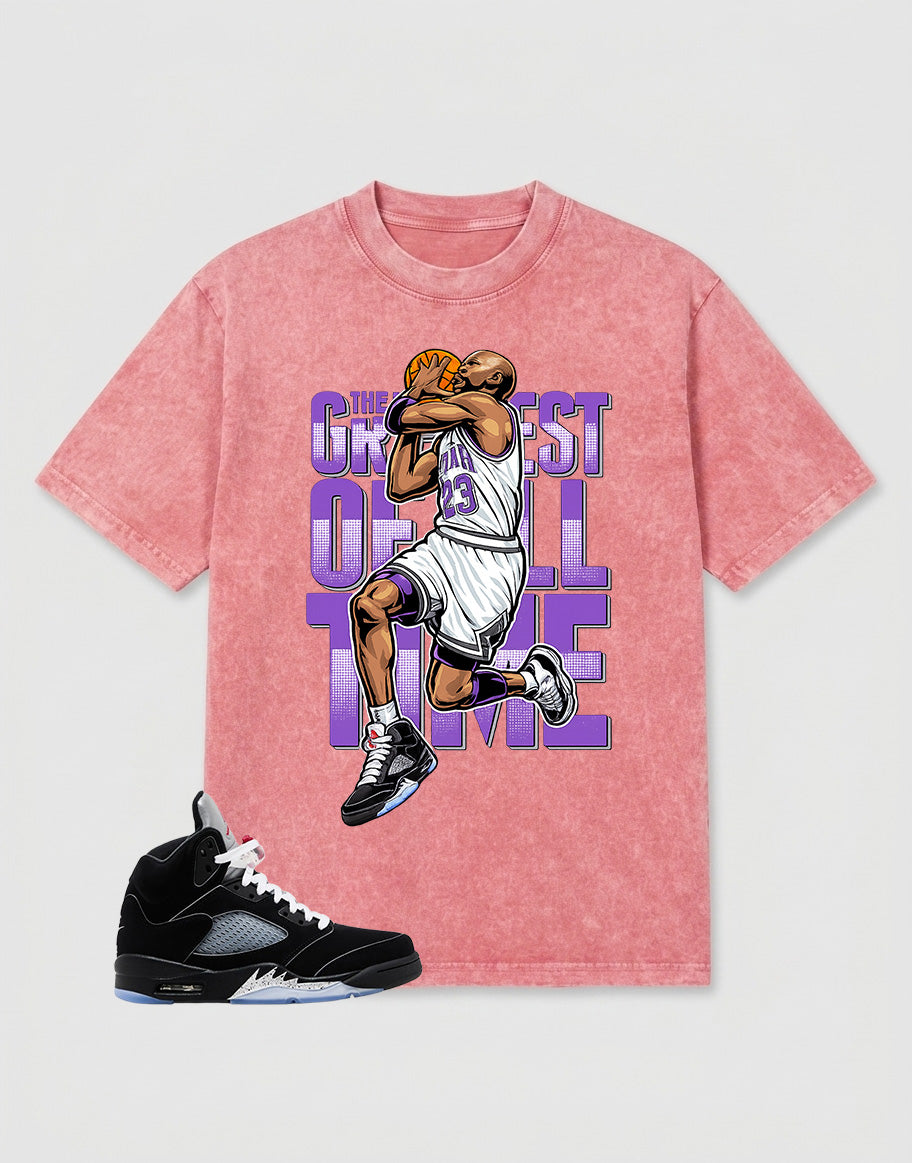 Washed T-shirt to Match Metallic Reimagined 5s - Greatest Of All Time Graphic