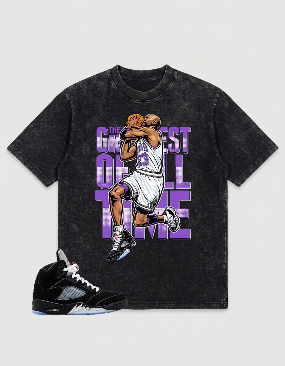 Washed T-shirt to Match Metallic Reimagined 5s - Greatest Of All Time Graphic