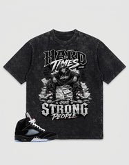 Washed T-shirt to Match Metallic Reimagined 5s - Hard Time Create Strong People Graphic