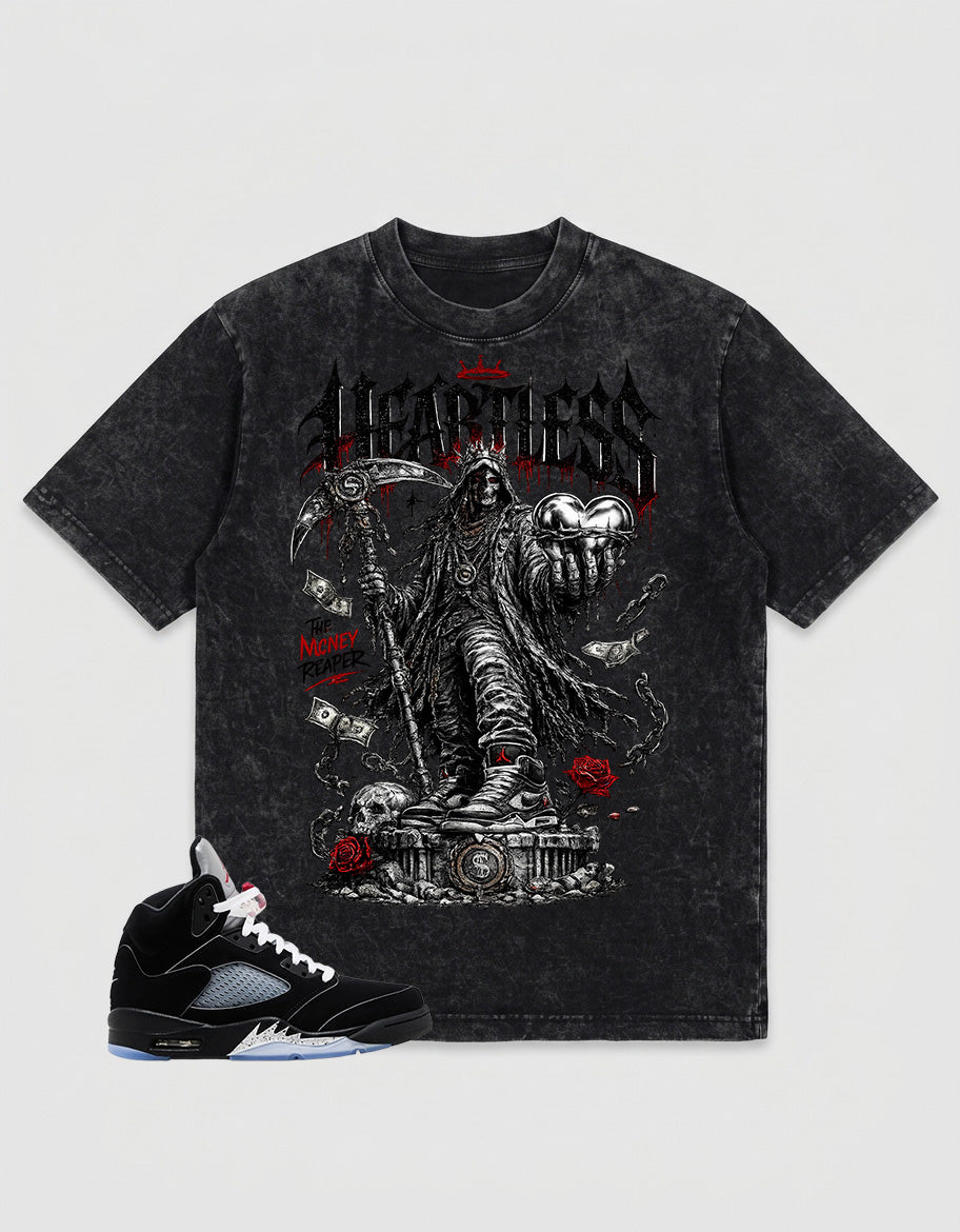 Washed T-shirt to Match Metallic Reimagined 5s - Heartless Graphic