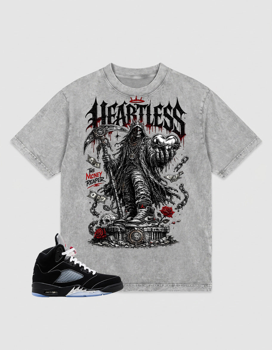 Washed T-shirt to Match Metallic Reimagined 5s - Heartless Graphic