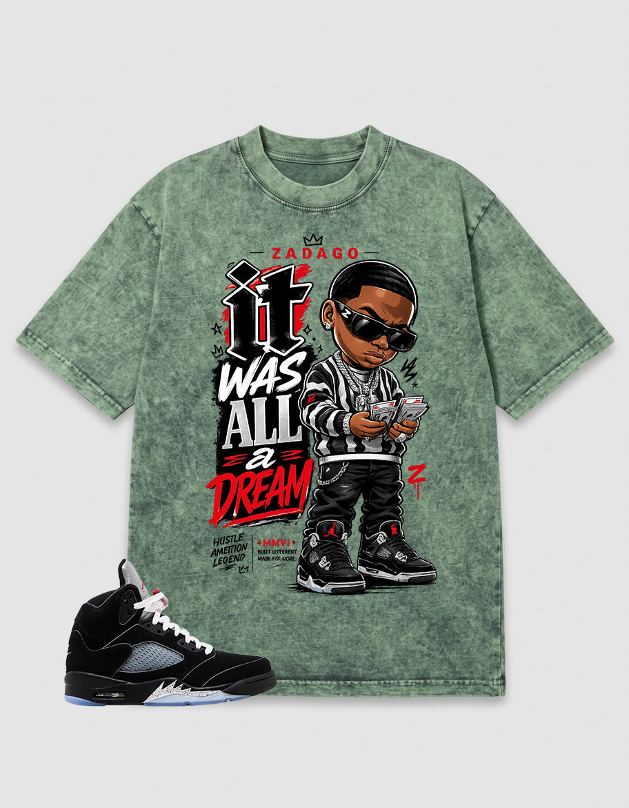 Washed T-shirt to Match Metallic Reimagined 5s - It Was All a Dream Graphic