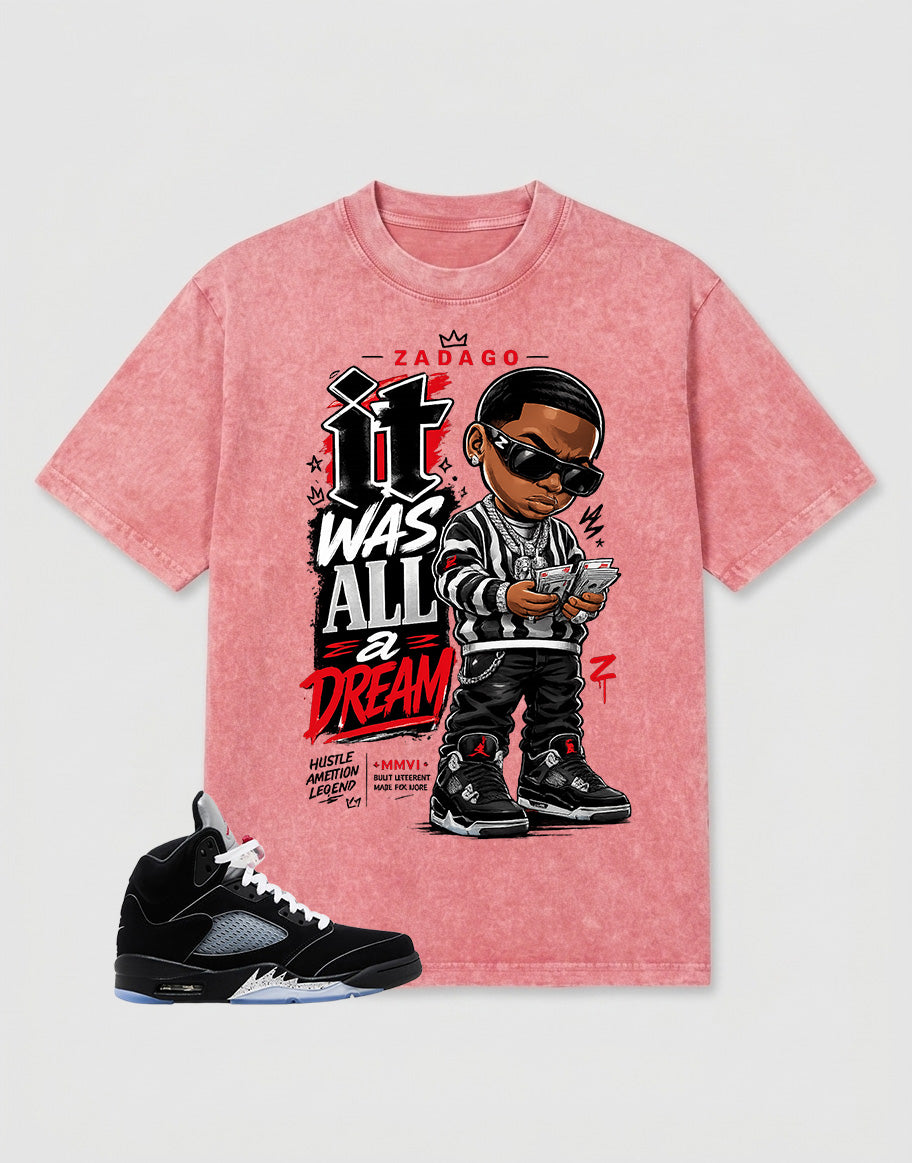 Washed T-shirt to Match Metallic Reimagined 5s - It Was All a Dream Graphic
