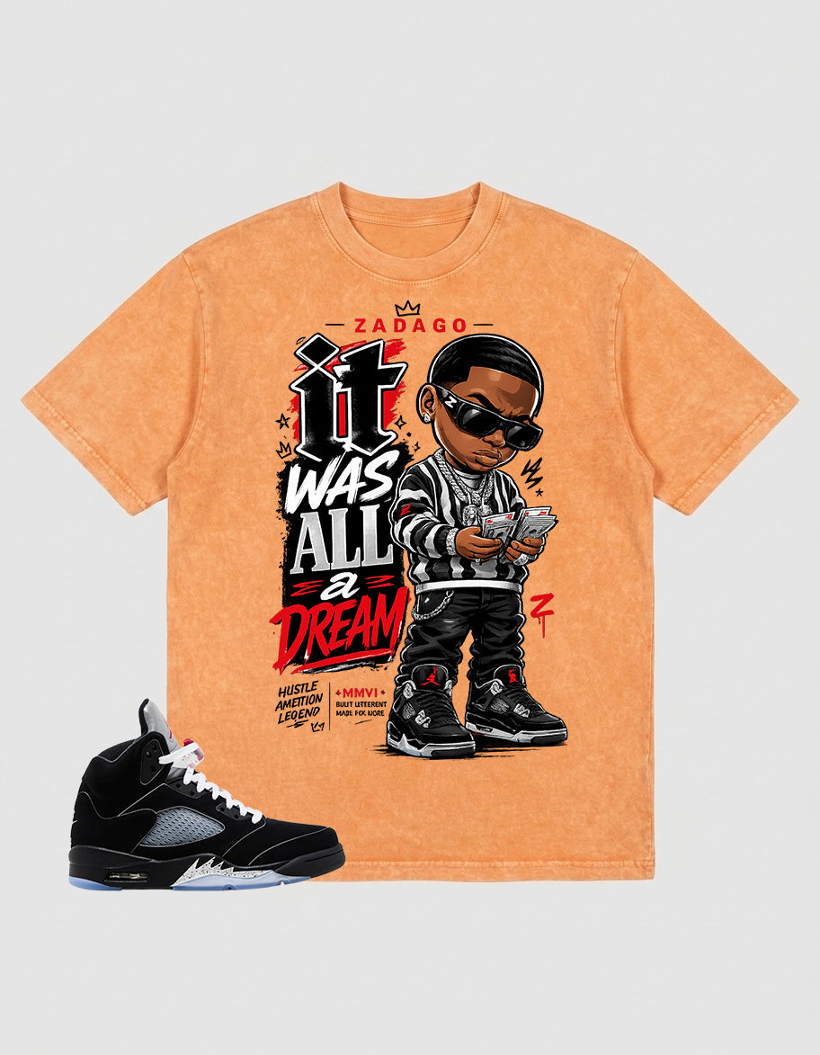 Washed T-shirt to Match Metallic Reimagined 5s - It Was All a Dream Graphic