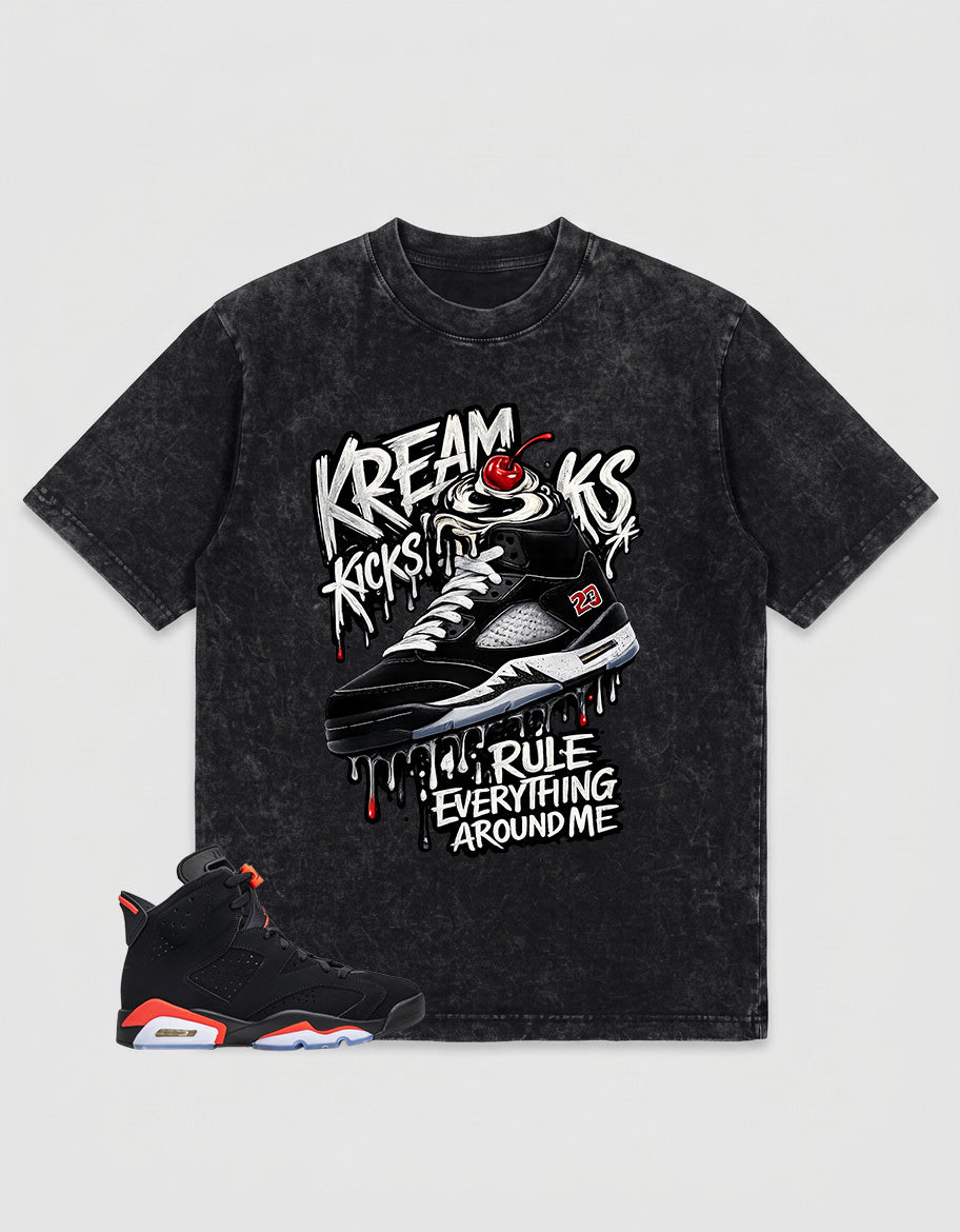 Washed T-shirt to Match Metallic Reimagined 5s - Kream Kicks Graphic