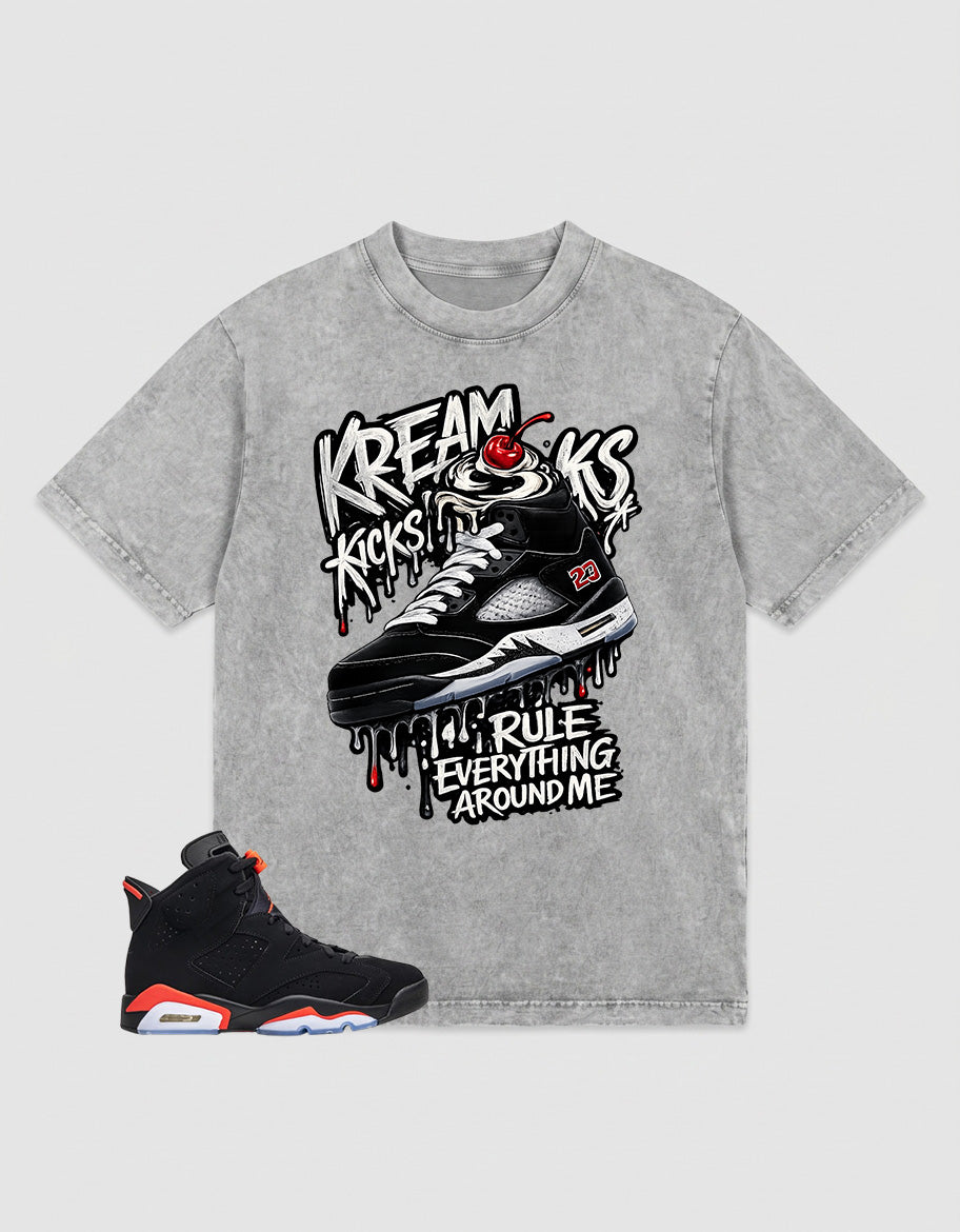 Washed T-shirt to Match Metallic Reimagined 5s - Kream Kicks Graphic
