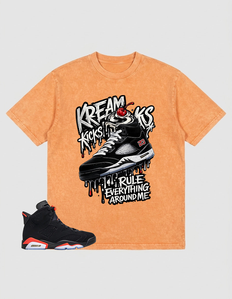 Washed T-shirt to Match Metallic Reimagined 5s - Kream Kicks Graphic