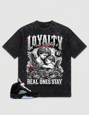 Washed Tee to Match Metallic Reimagined 5s - Loyalty Over Everything Graphic