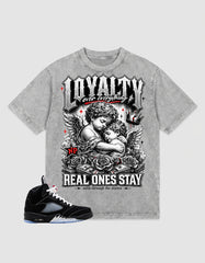 Washed Tee to Match Metallic Reimagined 5s - Loyalty Over Everything Graphic