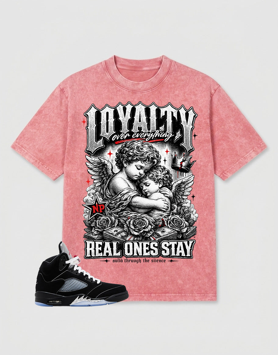 Washed Tee to Match Metallic Reimagined 5s - Loyalty Over Everything Graphic