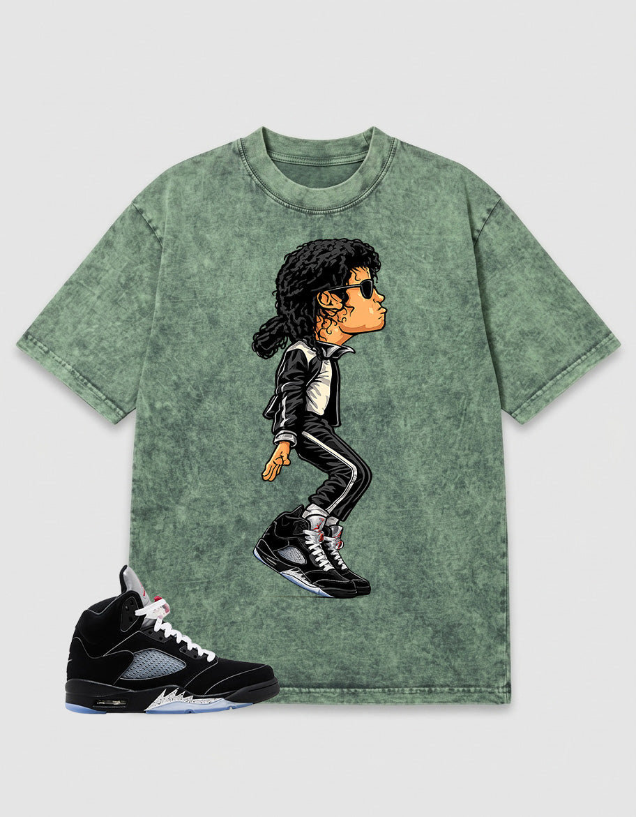 Washed T-shirt to Match Metallic Reimagined 5s - M. Jackson Tiptoe Graphic