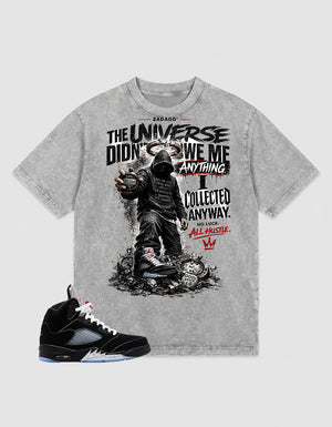 Washed T-shirt to Match Metallic Reimagined 5s - No Luck All Hustle Graphic