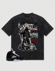 Washed T-shirt to Match Metallic Reimagined 5s - No Luck All Hustle Graphic