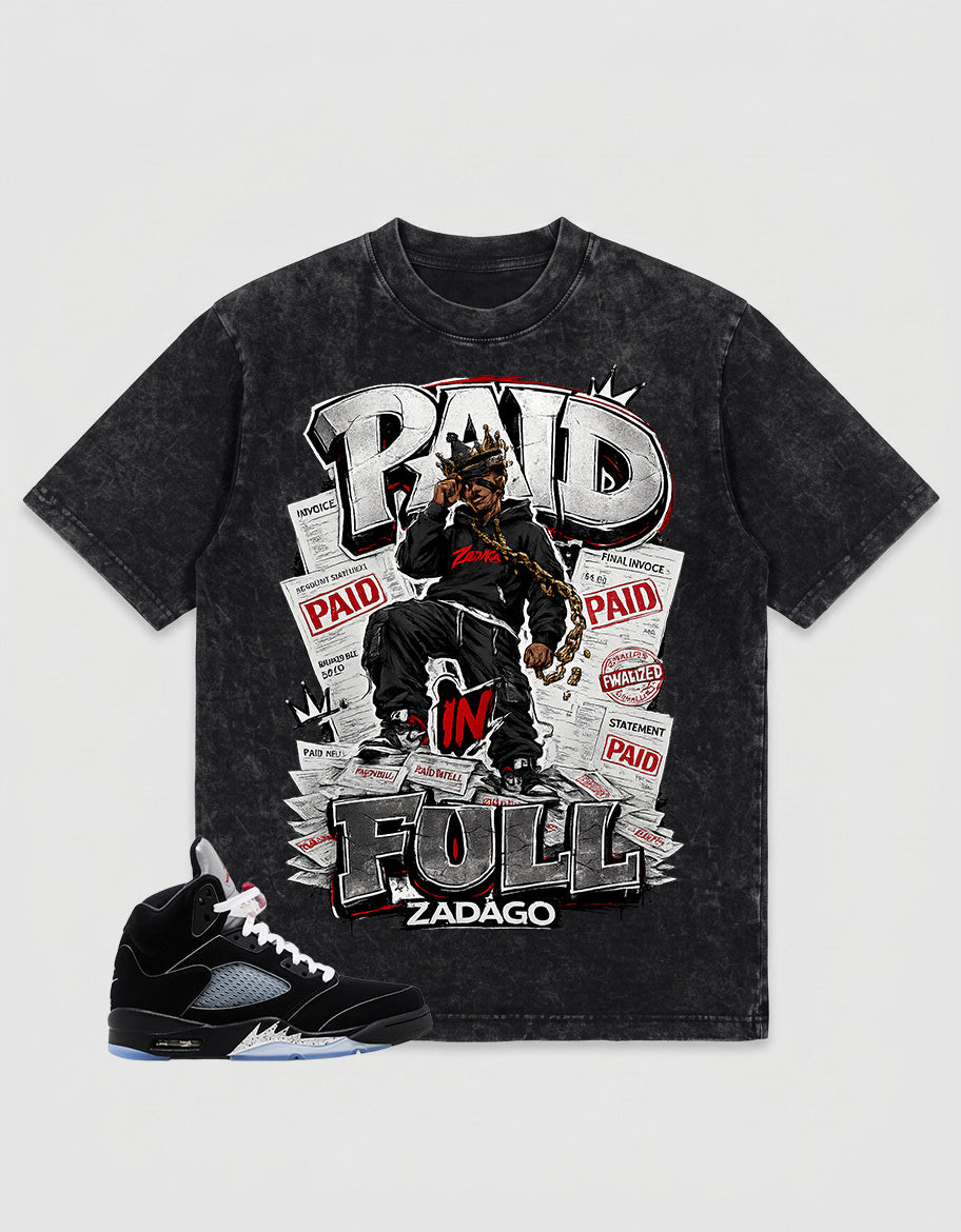 Washed T-shirt to Match Metallic Reimagined 5s - Paid In Full Graphic