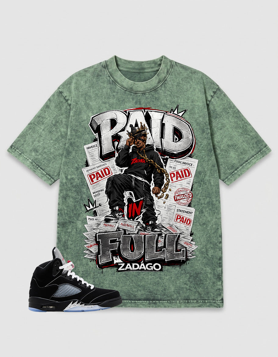 Washed T-shirt to Match Metallic Reimagined 5s - Paid In Full Graphic