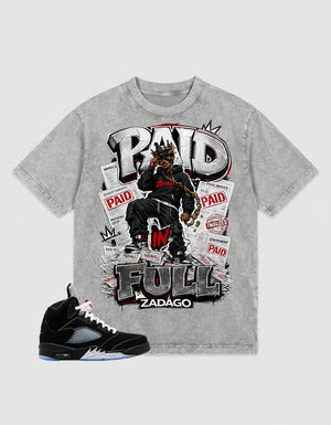 Washed T-shirt to Match Metallic Reimagined 5s - Paid In Full Graphic