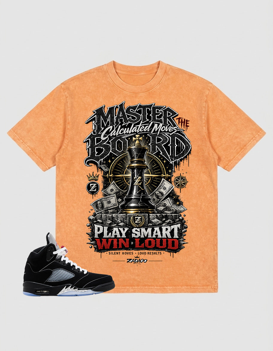 Washed T-shirt to Match Metallic Reimagined 5s - Play Smart Win Loud Graphic