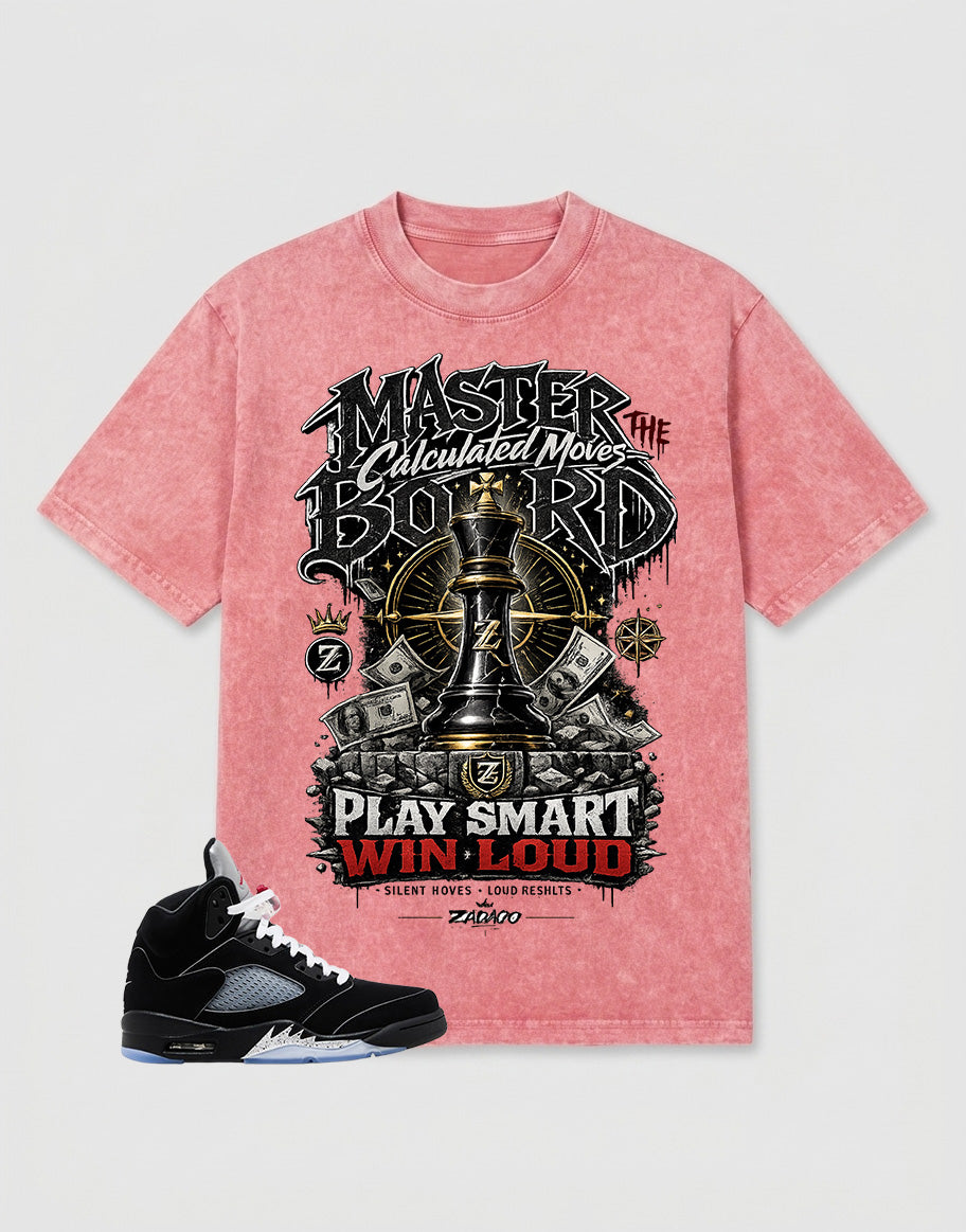 Washed T-shirt to Match Metallic Reimagined 5s - Play Smart Win Loud Graphic