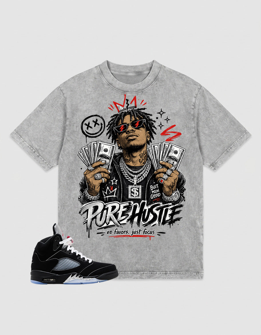 Washed T-shirt to Match Metallic Reimagined 5s - Pure Hustle Graphic
