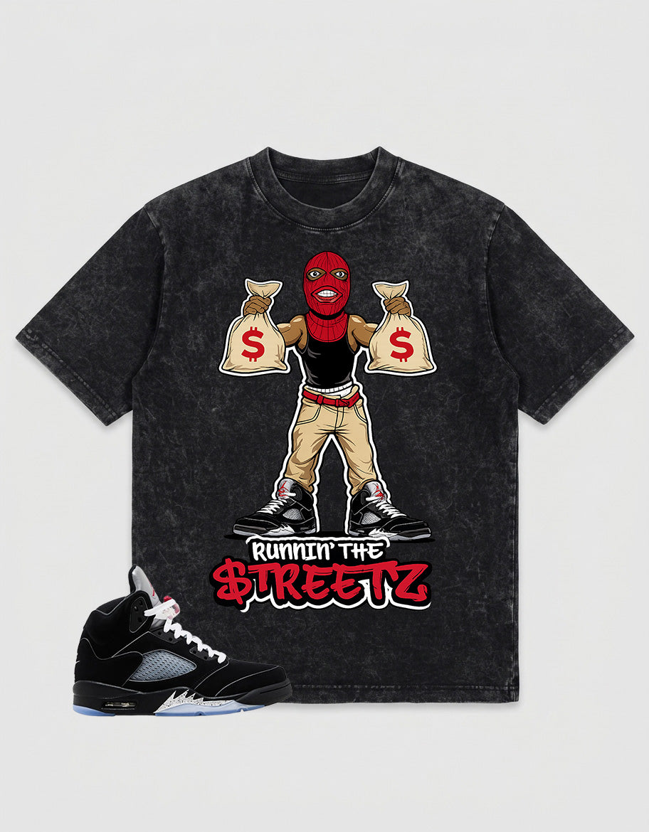 Washed T-shirt to Match Metallic Reimagined 5s - Runnin' The Street Graphic