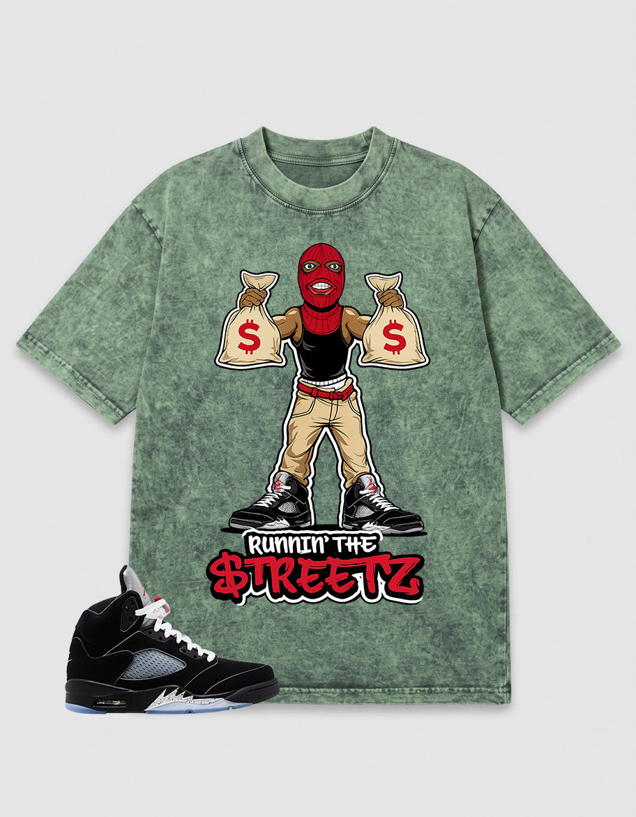 Washed T-shirt to Match Metallic Reimagined 5s - Runnin' The Street Graphic