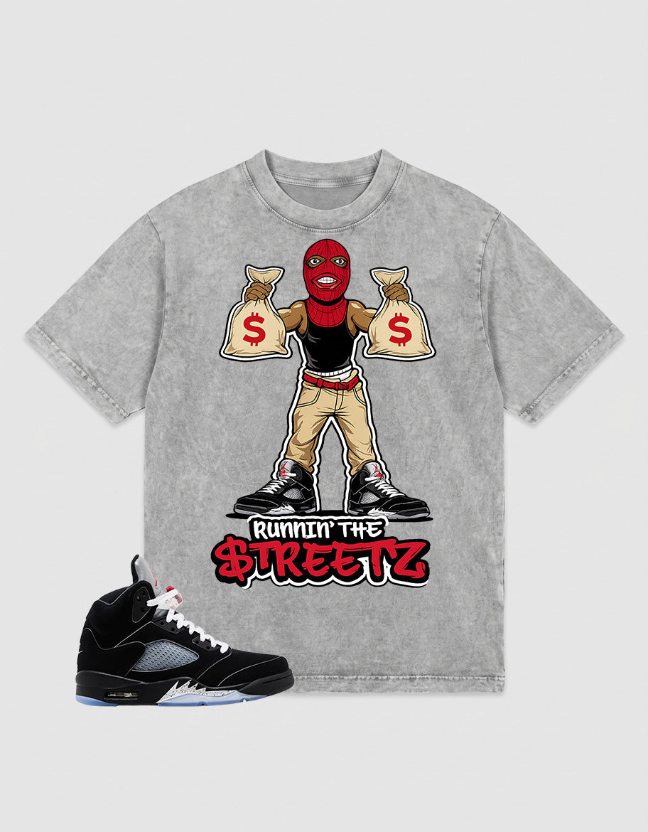 Washed T-shirt to Match Metallic Reimagined 5s - Runnin' The Street Graphic