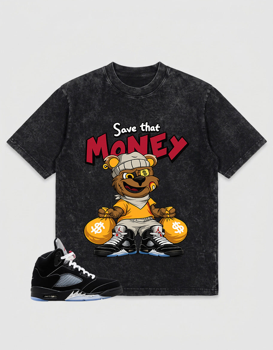 Washed T-shirt to Match Metallic Reimagined 5s - Save That Money Graphic