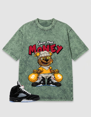 Washed T-shirt to Match Metallic Reimagined 5s - Save That Money Graphic