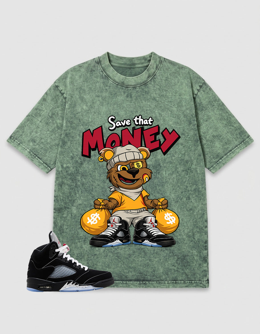 Washed T-shirt to Match Metallic Reimagined 5s - Save That Money Graphic