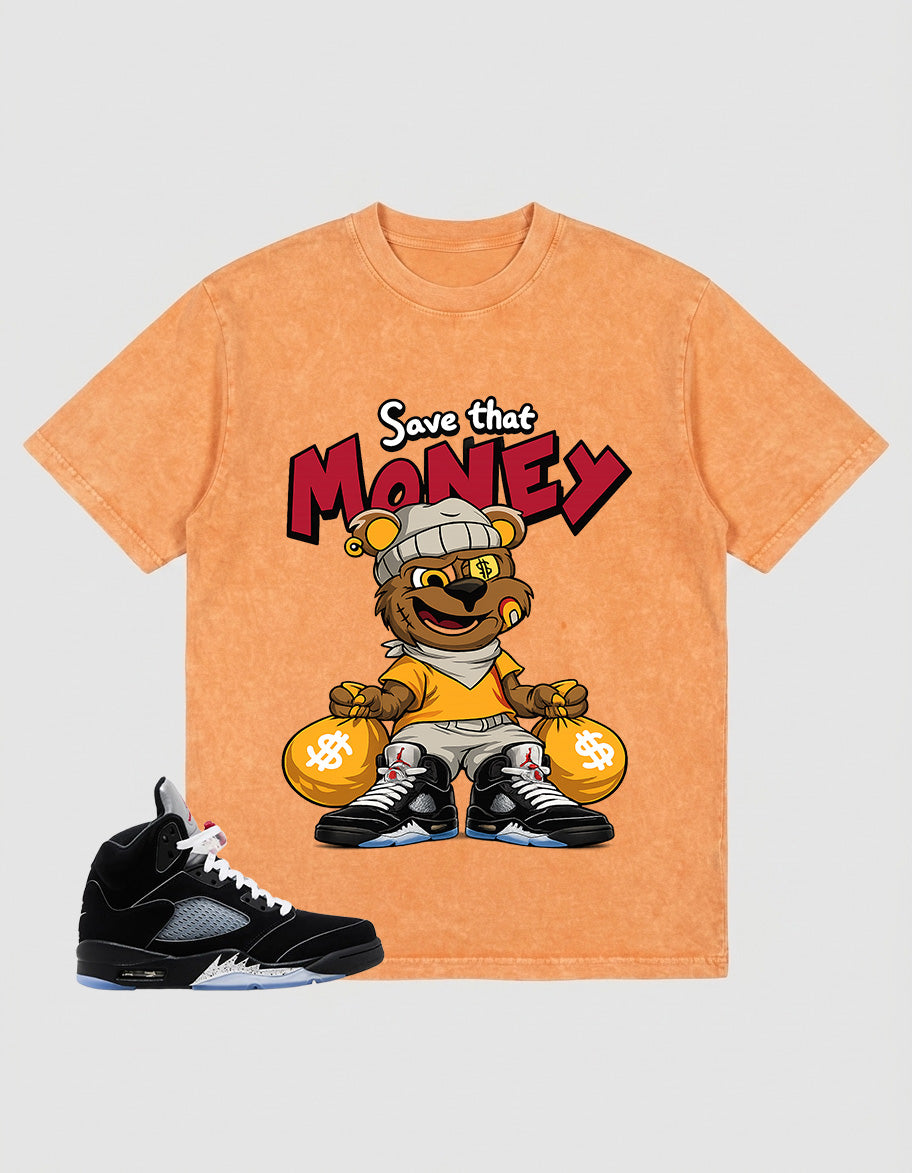 Washed T-shirt to Match Metallic Reimagined 5s - Save That Money Graphic