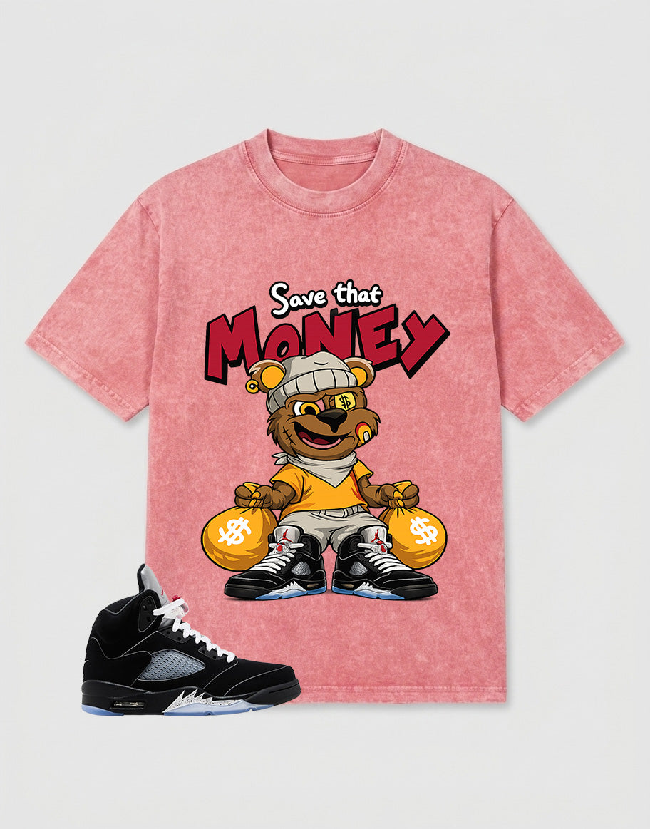 Washed T-shirt to Match Metallic Reimagined 5s - Save That Money Graphic
