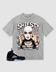 Washed T-shirt to Match Metallic Reimagined 5s - Shiesty Big Money Talking Graphic
