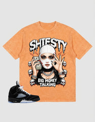 Washed T-shirt to Match Metallic Reimagined 5s - Shiesty Big Money Talking Graphic