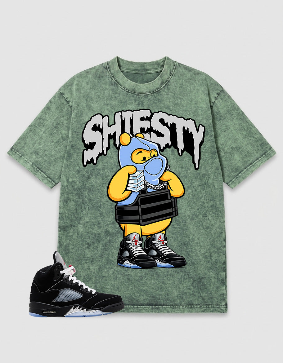 Washed T-shirt to Match Metallic Reimagined 5s - Shiesty Pooh Graphic