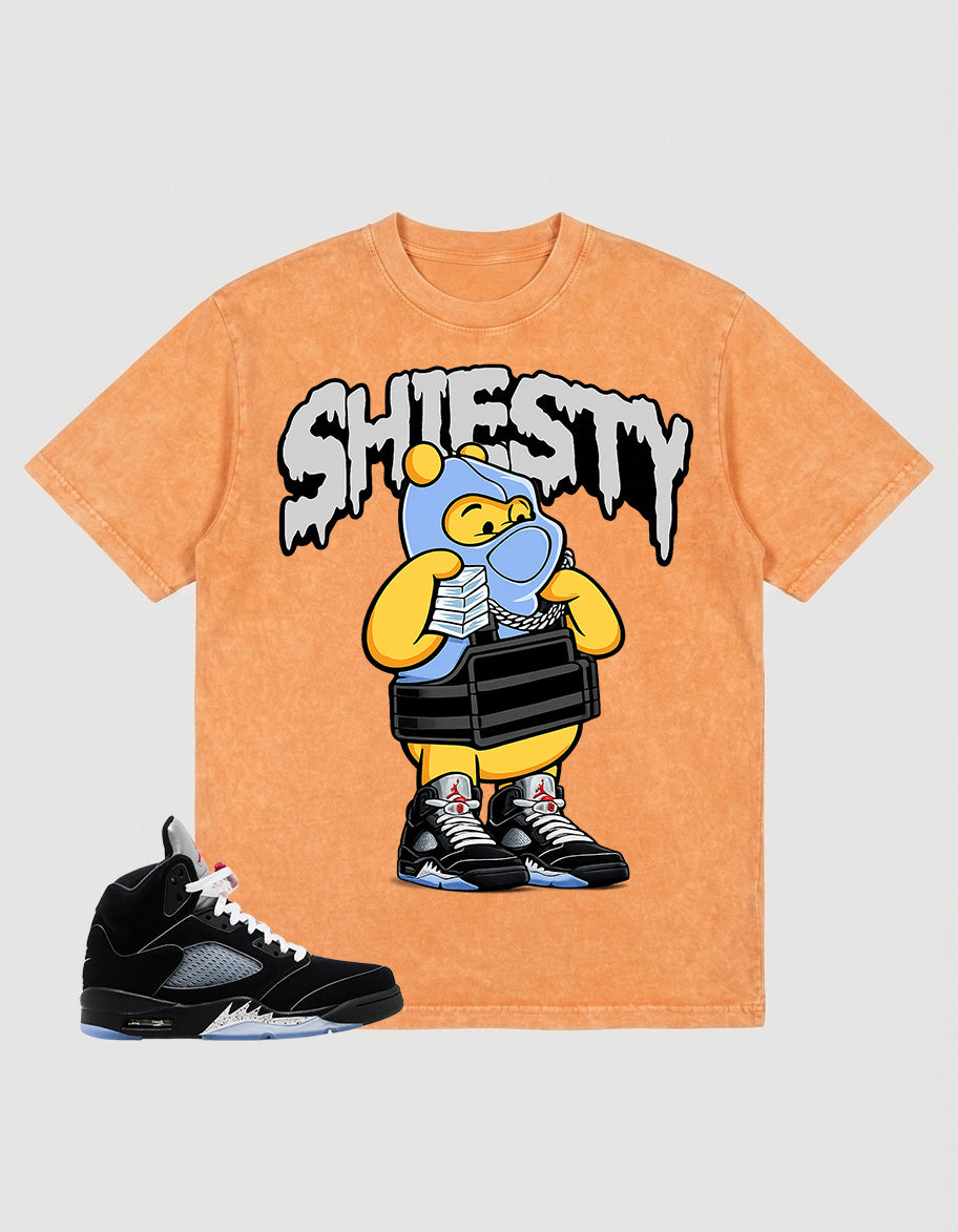 Washed T-shirt to Match Metallic Reimagined 5s - Shiesty Pooh Graphic