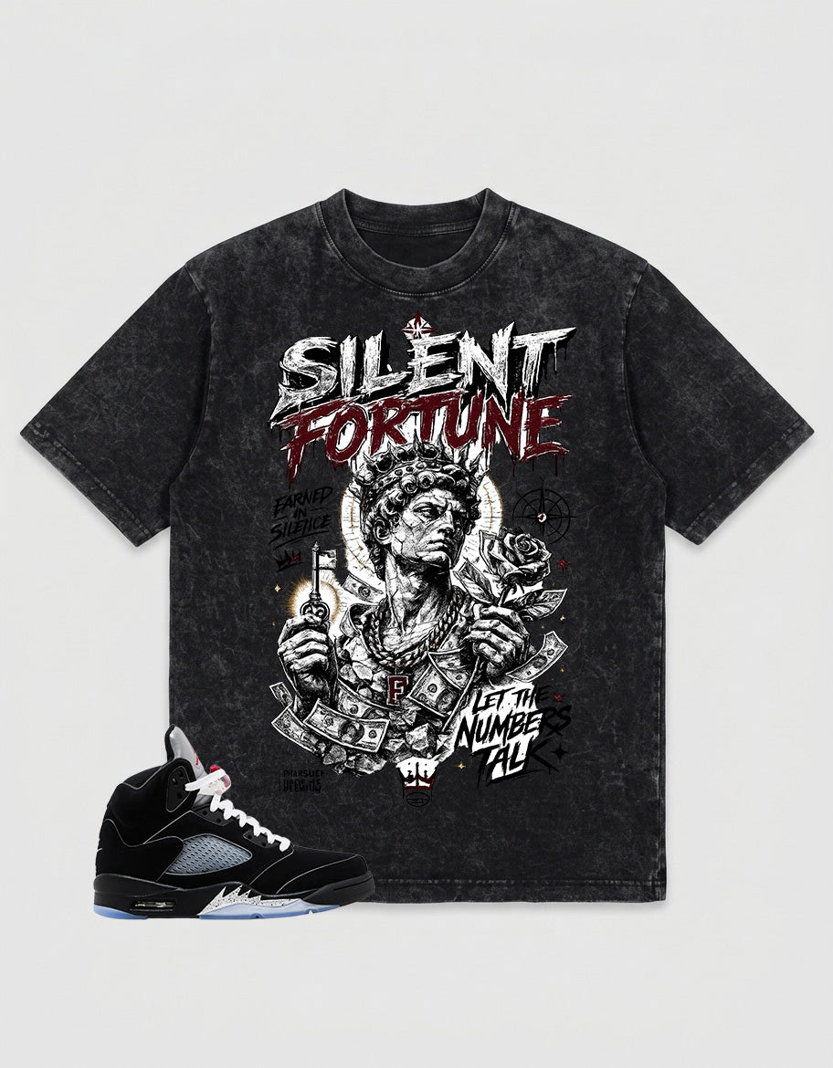 Washed T-shirt to Match Metallic Reimagined 5s - Silent Fortune Graphic