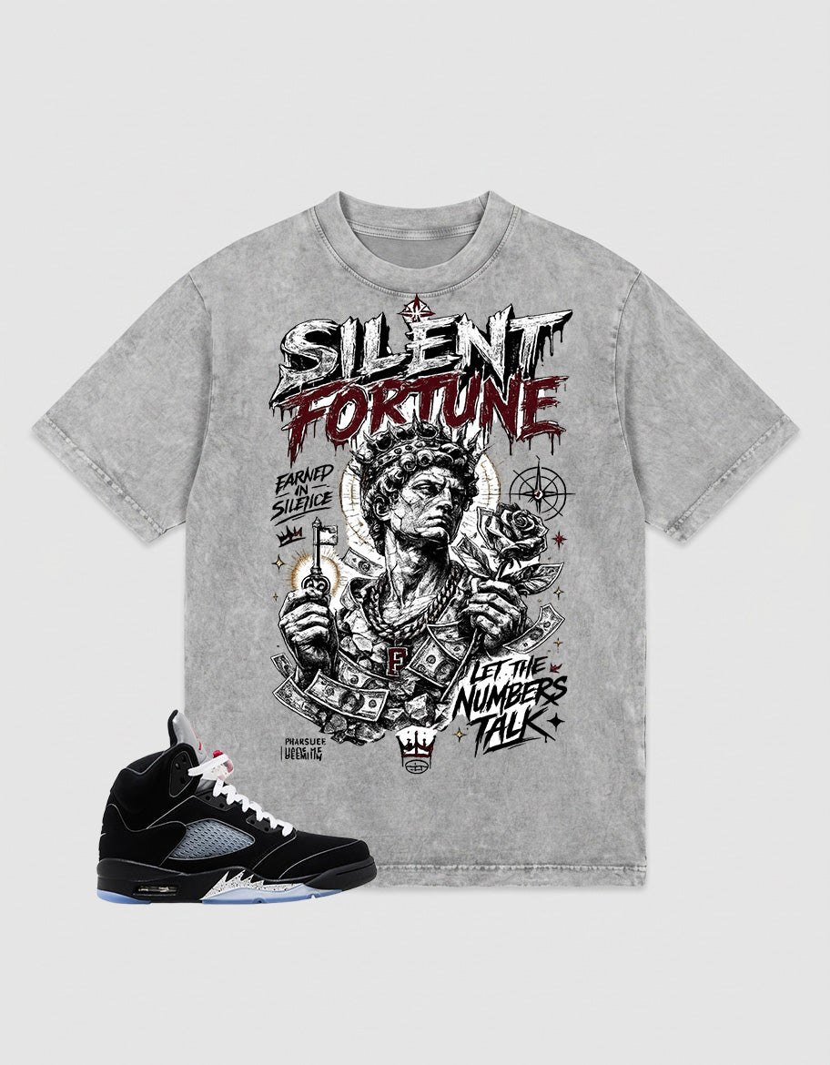 Washed T-shirt to Match Metallic Reimagined 5s - Silent Fortune Graphic