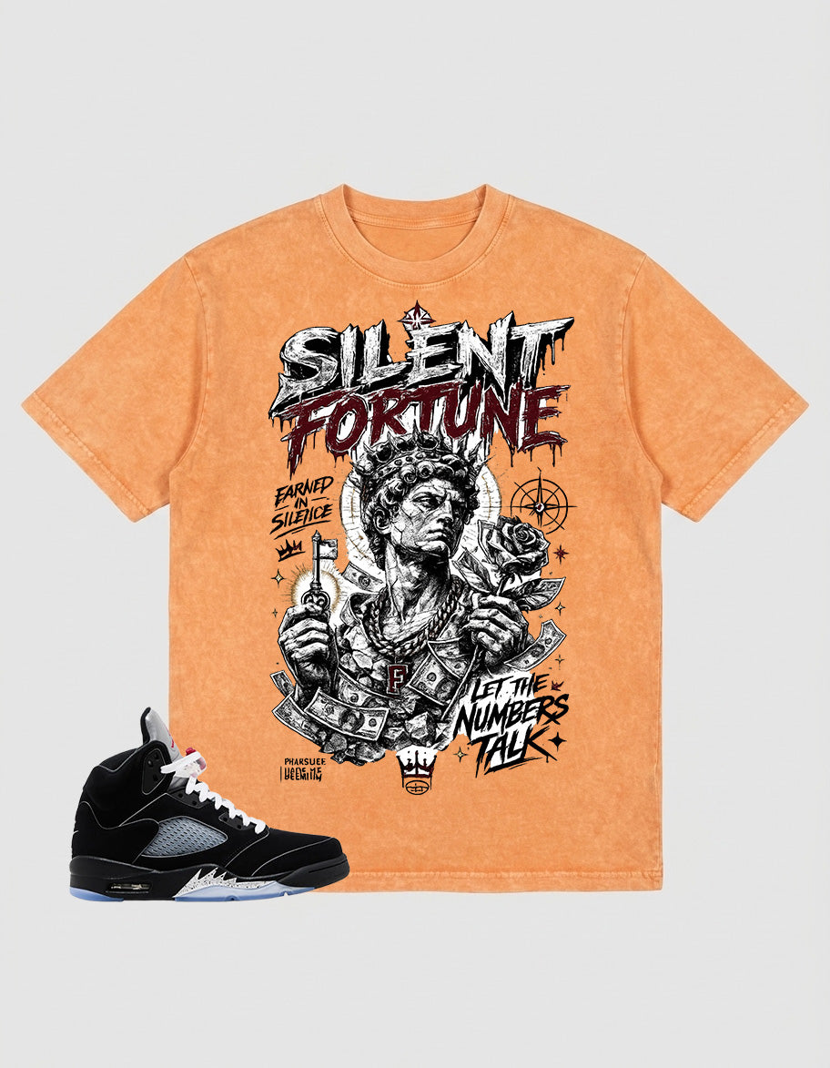 Washed T-shirt to Match Metallic Reimagined 5s - Silent Fortune Graphic