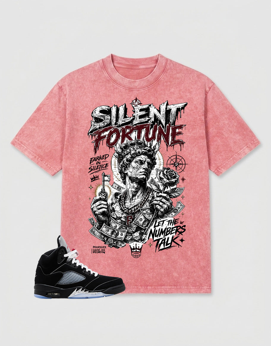 Washed T-shirt to Match Metallic Reimagined 5s - Silent Fortune Graphic