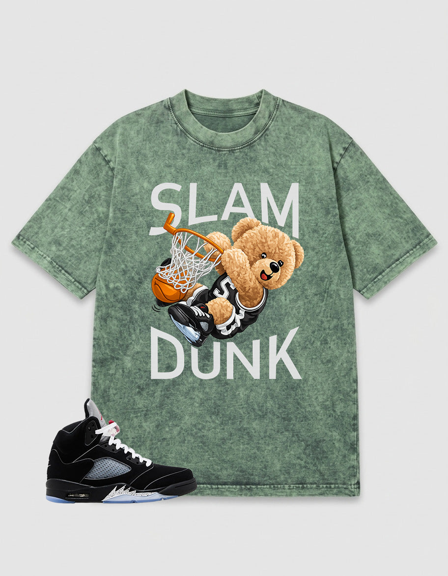 Black Cat 4s Washed T-shirt - Slam Dunk Graphic