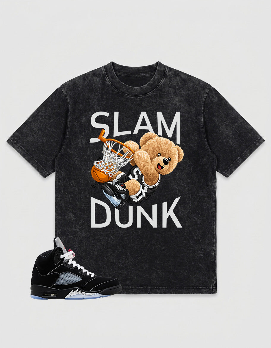 Black Cat 4s Washed T-shirt - Slam Dunk Graphic
