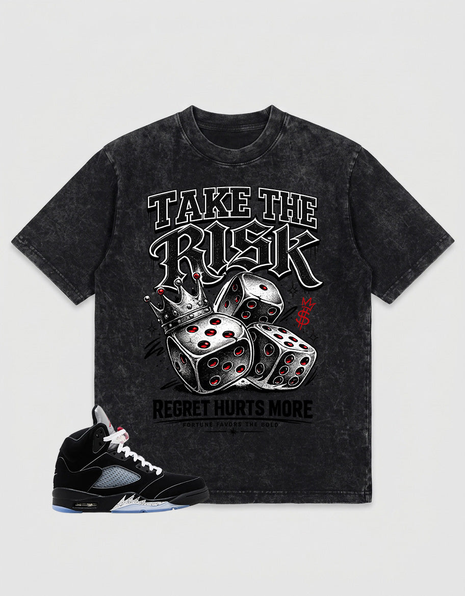 Washed T-shirt to Match Metallic Reimagined 5s - Take The Risk Graphic