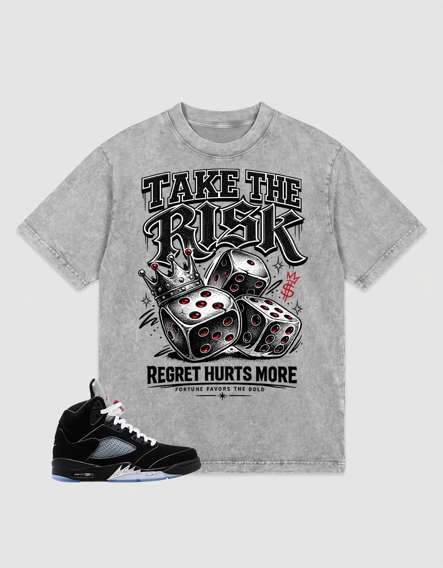 Washed T-shirt to Match Metallic Reimagined 5s - Take The Risk Graphic