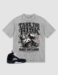 Washed T-shirt to Match Metallic Reimagined 5s - Take The Risk Graphic
