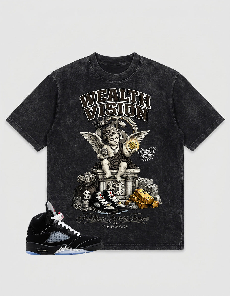 Washed T-shirt to Match Metallic Reimagined 5s - Wealth Vision Graphic