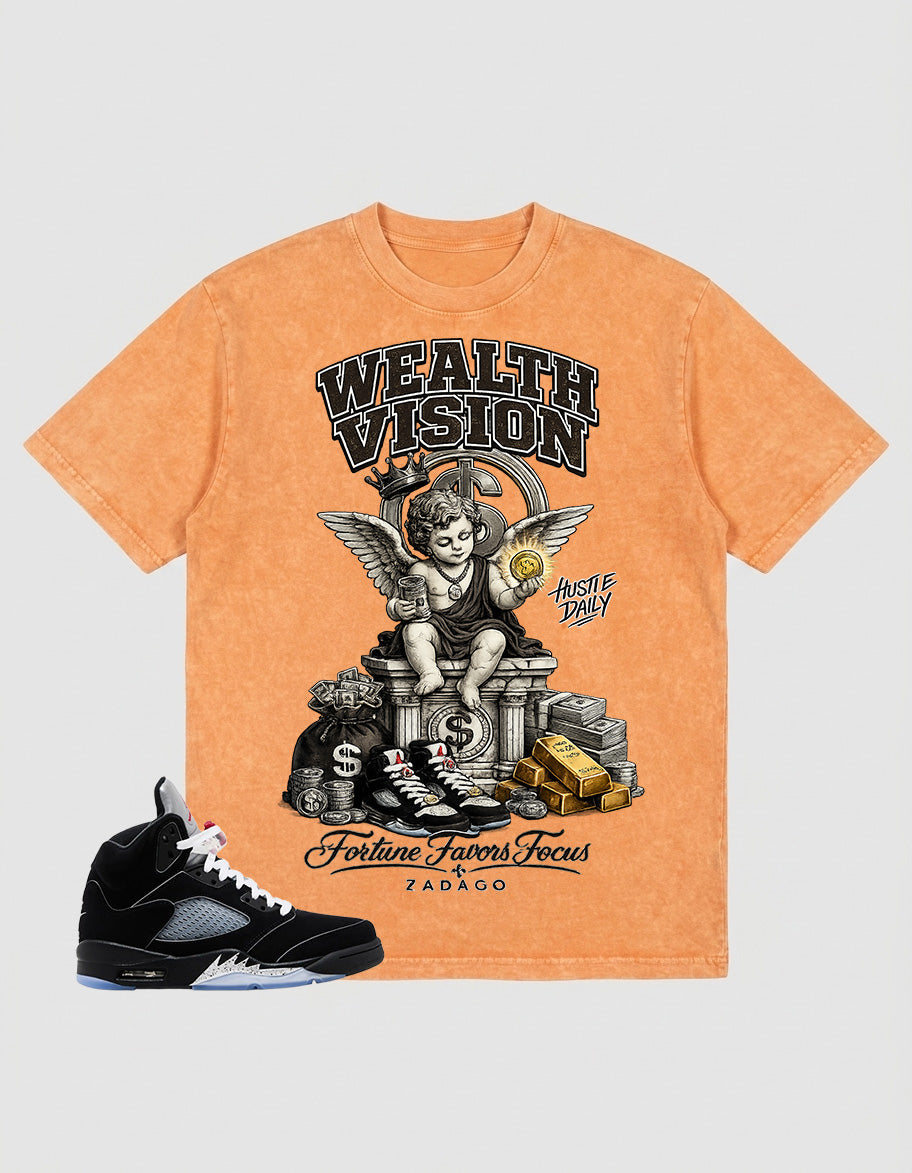 Washed T-shirt to Match Metallic Reimagined 5s - Wealth Vision Graphic