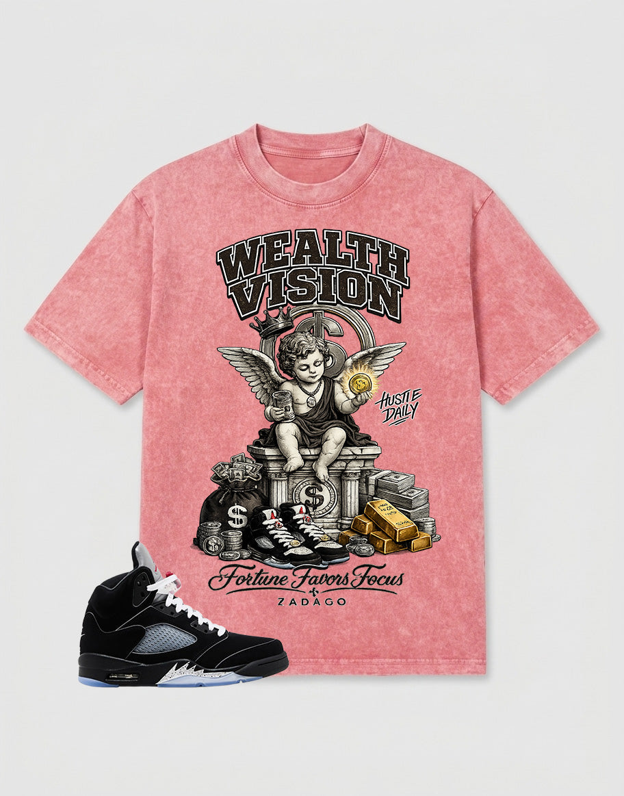 Washed T-shirt to Match Metallic Reimagined 5s - Wealth Vision Graphic