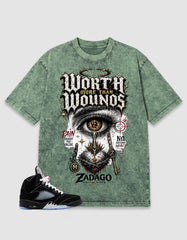 Washed T-shirt to Match Metallic Reimagined 5s - Worth More Than Wounos Graphic
